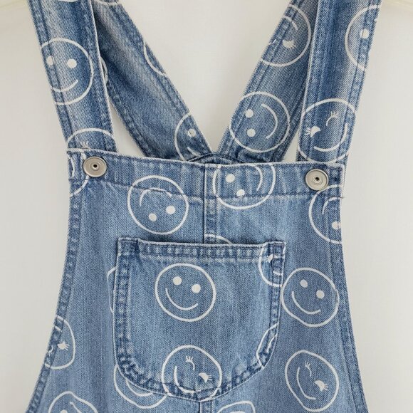 The Childrens Place Denim Overall Short Size 14 (XL) Blue Happy Face 100% Cotton - Picture 2 of 9